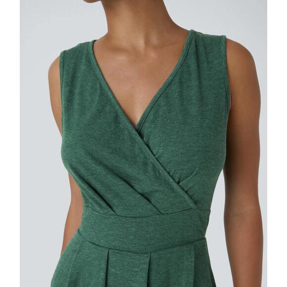 NWT Halara Deep V Neck Sleeveless High Low Crossover Hem Midi Casual Dress - XL - Picture 11 of 12